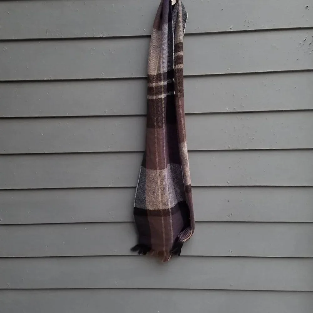 Brown Plaid Acrylic Scarf  9